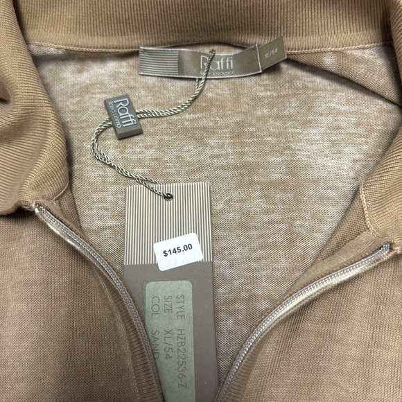 Raffi Linea Uomo - Sand Light Sweater Woven 1/4 Zip - XL/54 - NWT - Picture 2 of 5